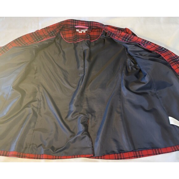 BODEN Red Plaid Wool Blend Blazer US 16 Tartan Button Long Sleeve Lined Preppy - Picture 12 of 16